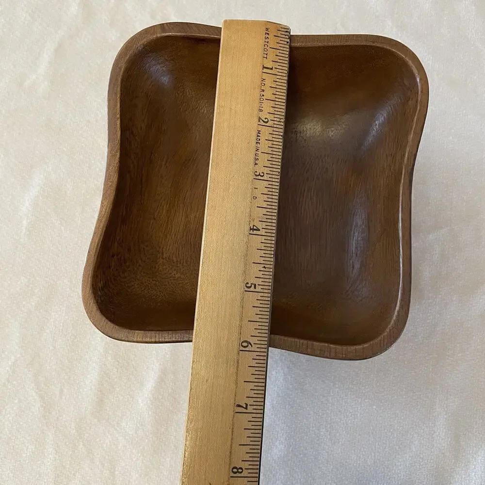Wooden Bowls Square Rounded Corners marked Made in Philippines Set of 4